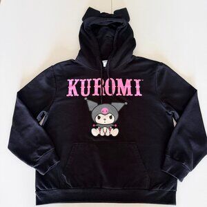 Sanrio Kuromi 3D Plush Ears Cosplay Hoodie Sz L Y2K Pastel Goth Anime Kidscore